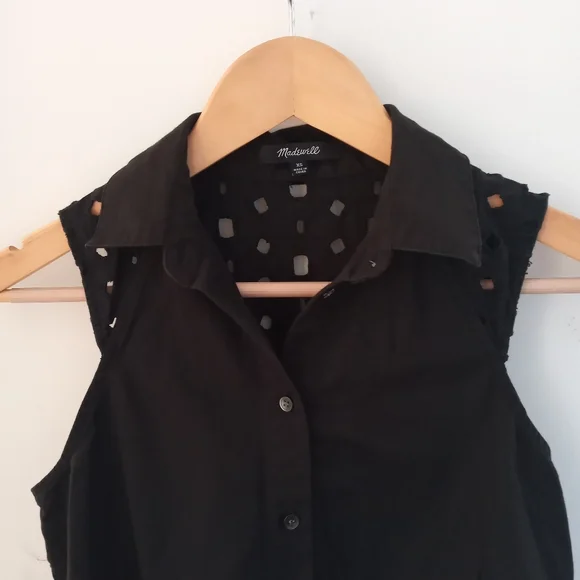 Madewell XS Black Eyelet Mix Top - Picture 5 of 11